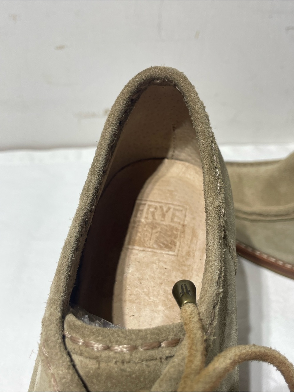 Frye Caroline Lace Low Wedge Shoes Womens 9M Taupe Beige Suede Leather - Picture 5 of 12